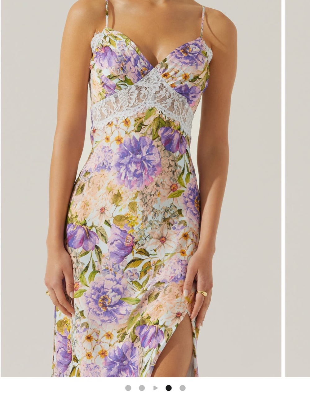 Floral Lace-Trim Slip Dress in Lavender